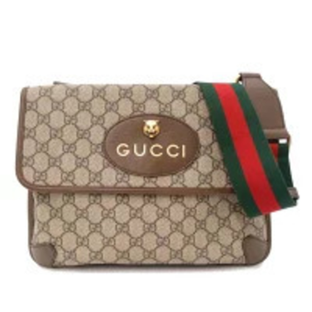 GUCCI GG Supreme Cat Head Shoulder Bag Brown AB